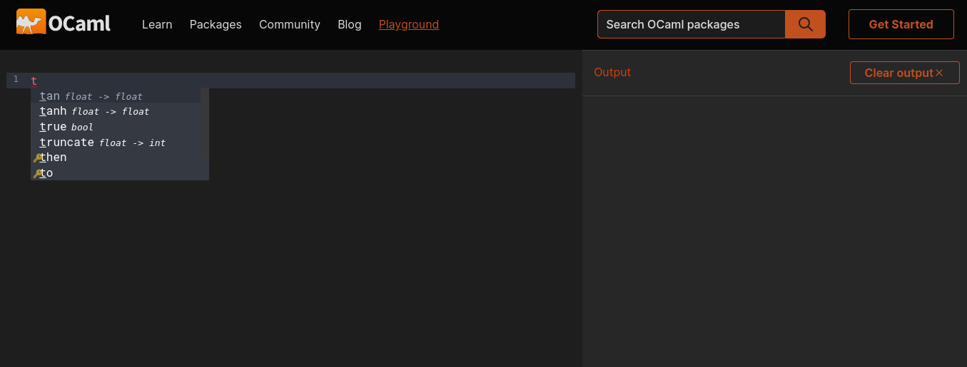Autocomplete in the OCaml Playground